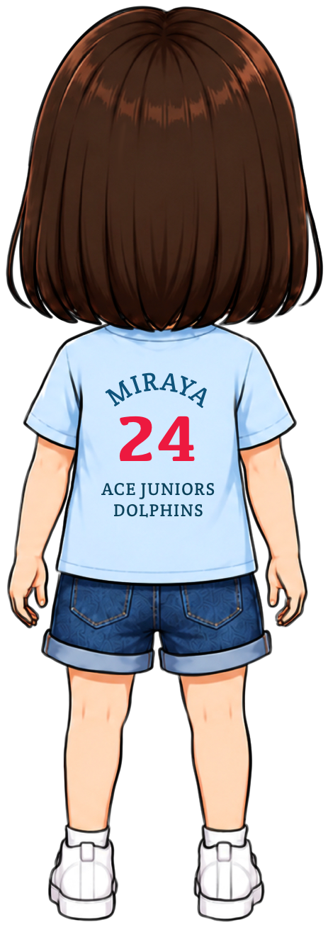 Miraya in her ACE Juniors Dolphins jersey, number 24