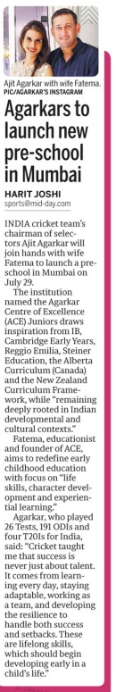 Mid-Day: Agarkars to launch new pre-school in Mumbai