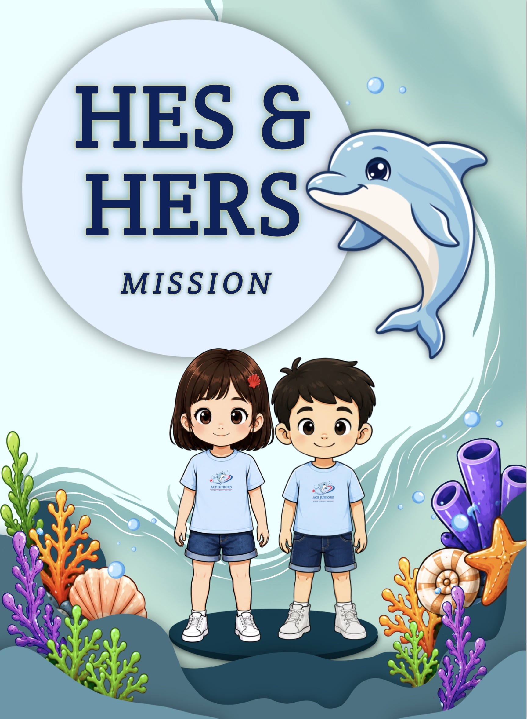Mikhail, Miraya and Daffy the dolphin on their Hes & Her mission